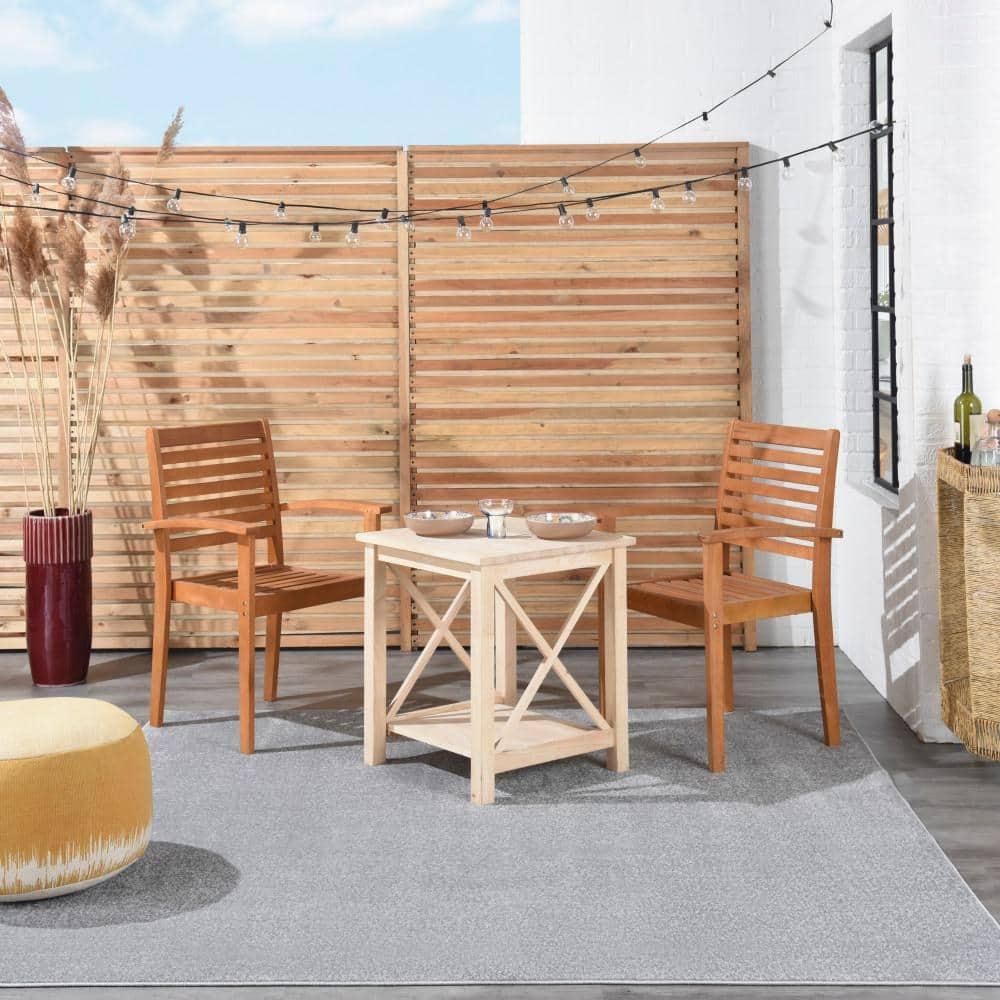 Nourison Essentials Easy Care Indoor Outdoor Area Rug - Silver Grey 5' x Square