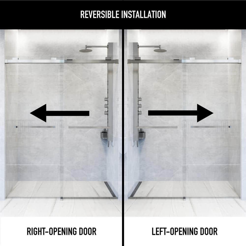Houston 56-60" W x 76" H Sliding Frameless Shower Door with 3/8" Clear Glass