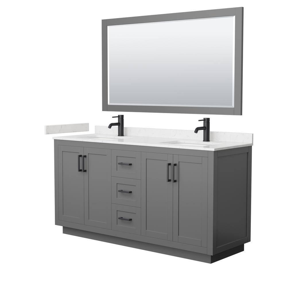 Wyndham Collection Miranda 66" Freestanding Double Bathroom Vanity with Cultured Marble Top with 58" Mirror