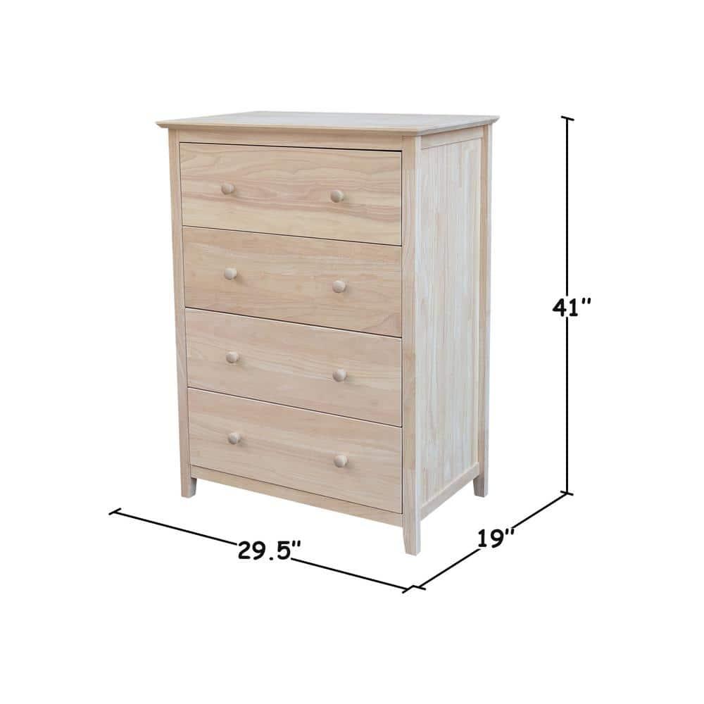 Brooklyn 4-Drawer Unfinished Wood Chest of Drawers