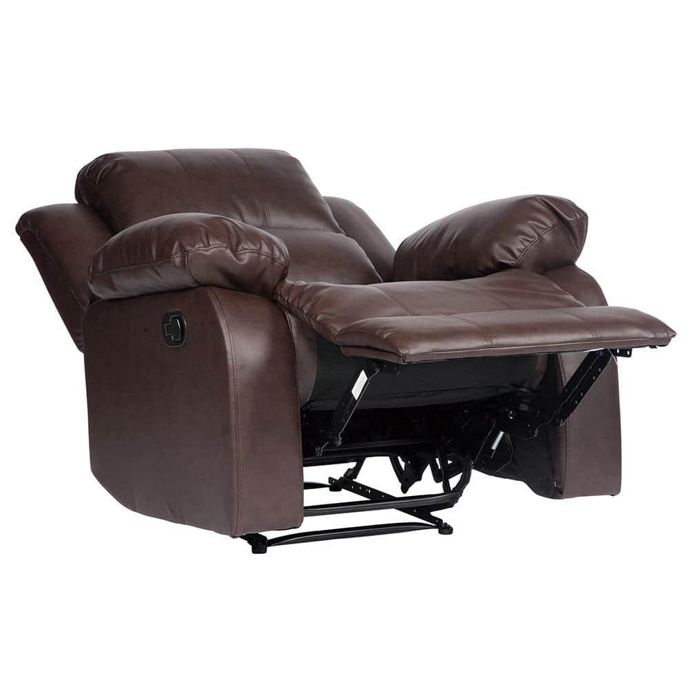 Lexicon Cranley Traditional Faux Leather Reclining Chair in Brown