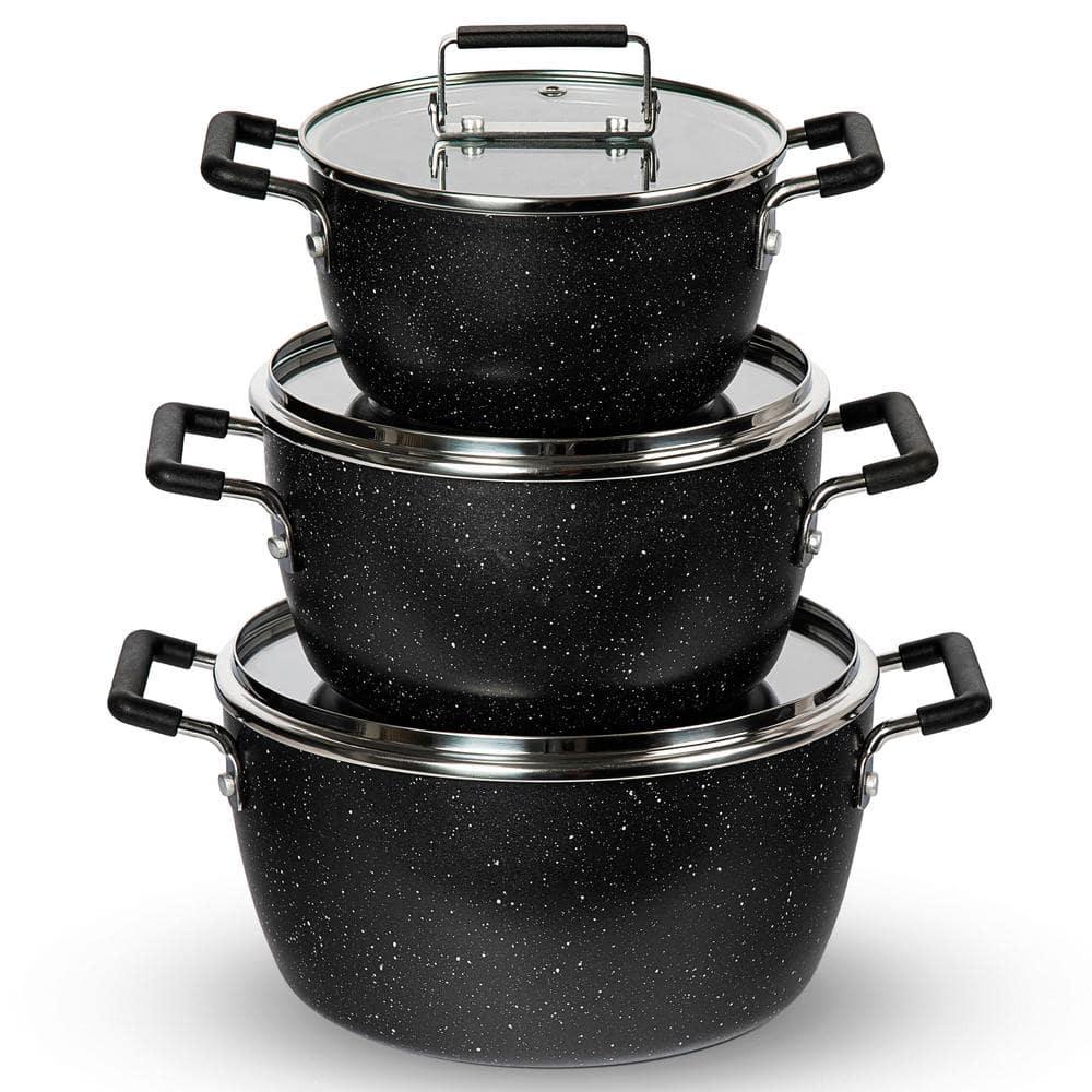 Granitestone Granitestone 6 Piece Stackable Nonstick Nesting Pots with Lids, Dishwasher Safe