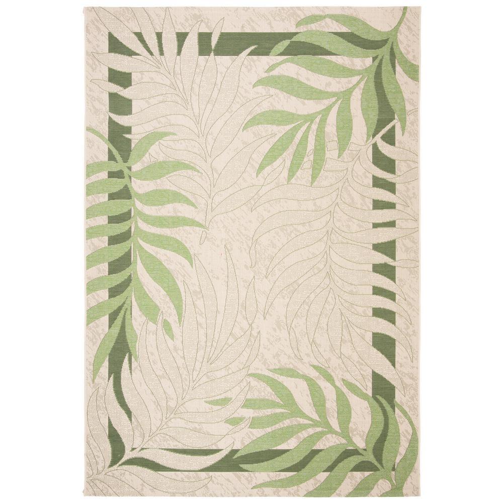 Courtyard CY7836 Power Loomed Indoor/Outdoor Area Rug - Cream/Green - 5'3"x7'7" - Safavieh.