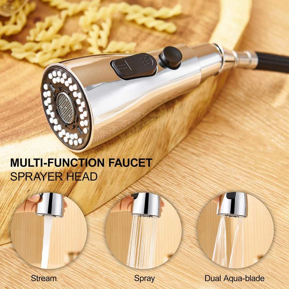 GAGALIFE Single Handle Pull Down Sprayer Kitchen Faucet High Arc Stainless Steel Faucet with 3-Function Sprayer JJL-CL-PT-SDP-C