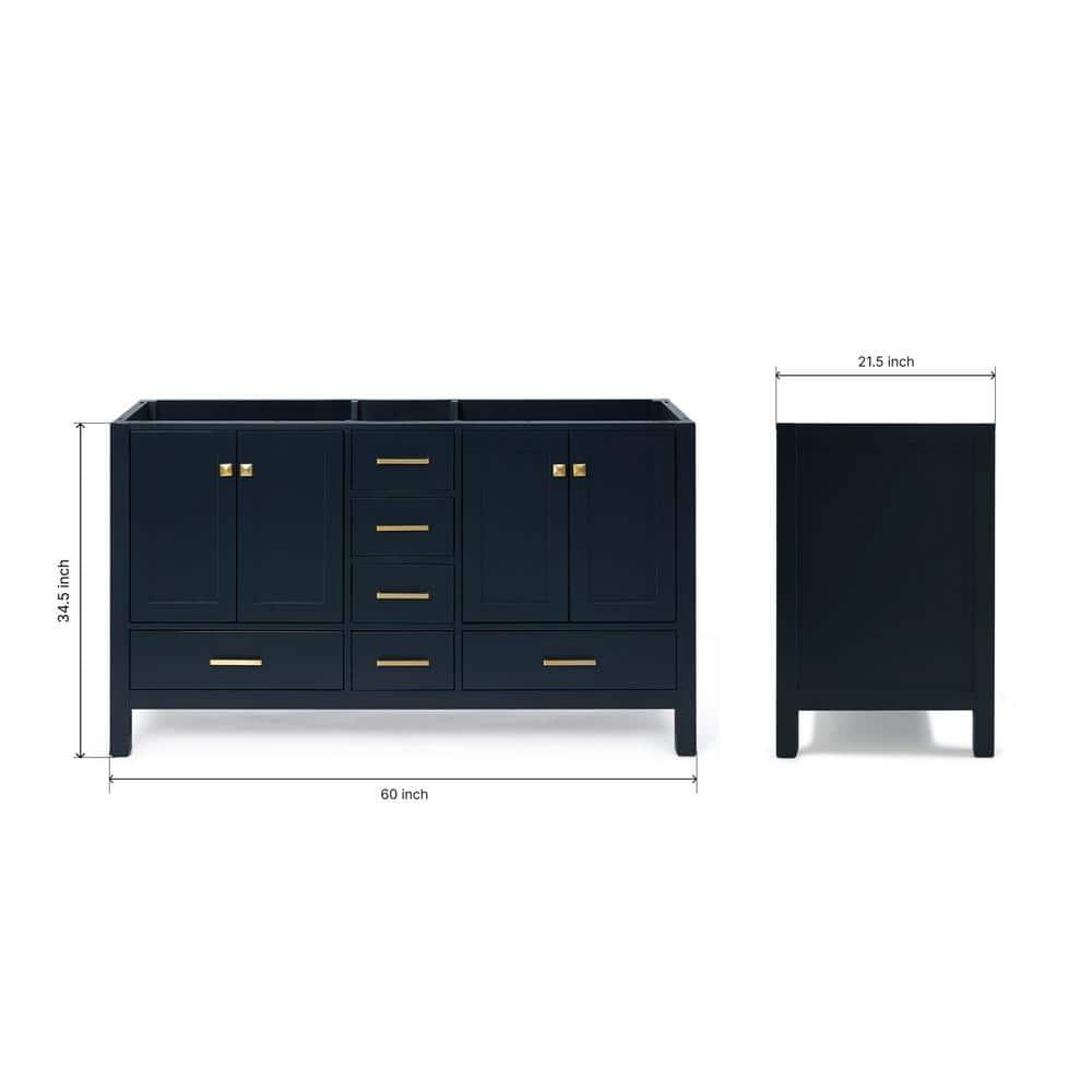 Ariel A061d-Bc Cambridge 60" Double Free Standing Vanity Cabinet Only - Blue