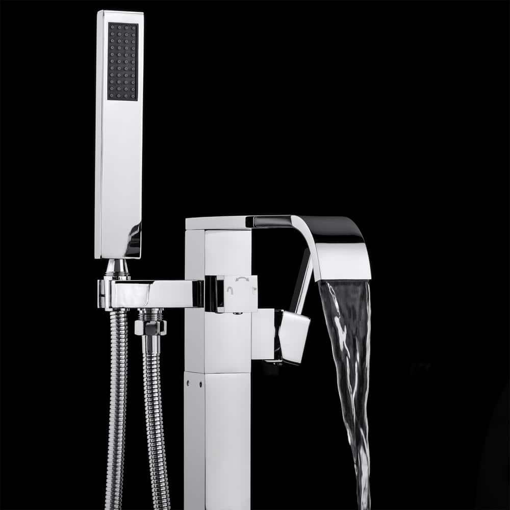 AKDY 34" Freestanding Bathtub Faucet Floor Mount Tub Filler Handheld Bath Wand Shower