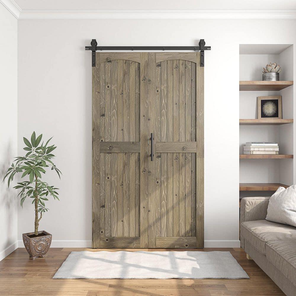 84'' Assembled Solid Wood Bi-Fold Barn Doors with Installation Hardware Kit