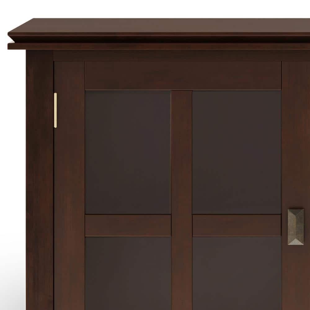 Simpli Home Artisan 60"W Solid Wood Sideboard Buffet with and Tempered Glass Doors and 3 Drawers