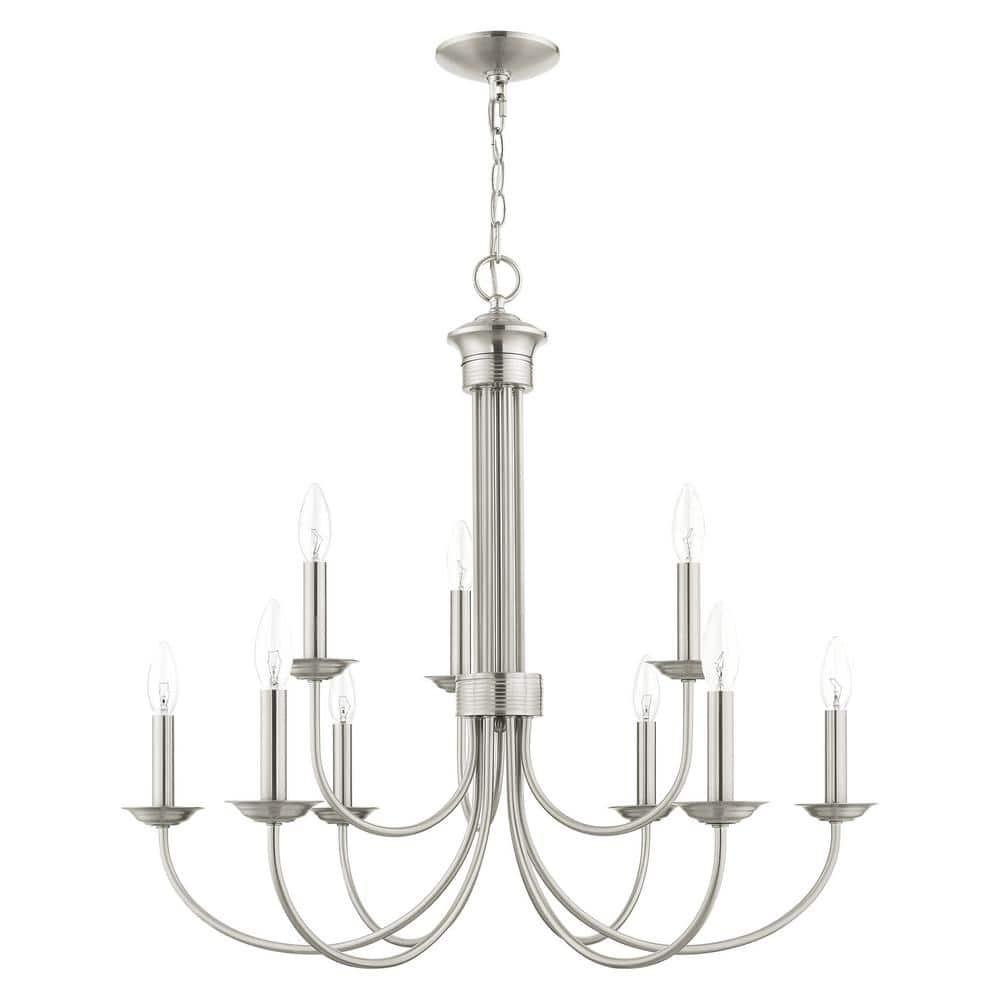 Livex Lighting Estate 9 - Light Chandelier in  Brushed Nickel
