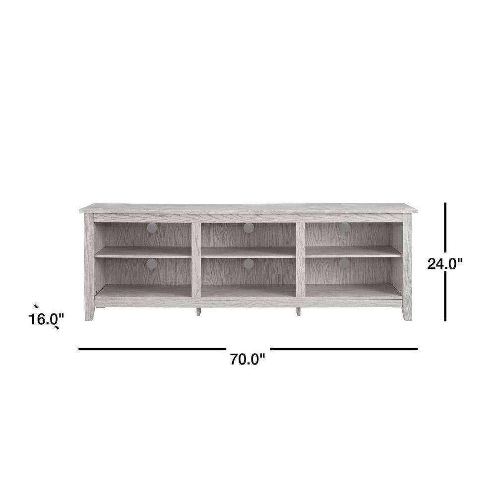 Walker Edison Wren Classic 6 Cubby TV Stand for TVs up to 80 Inches, 70 Inch, White Wash
