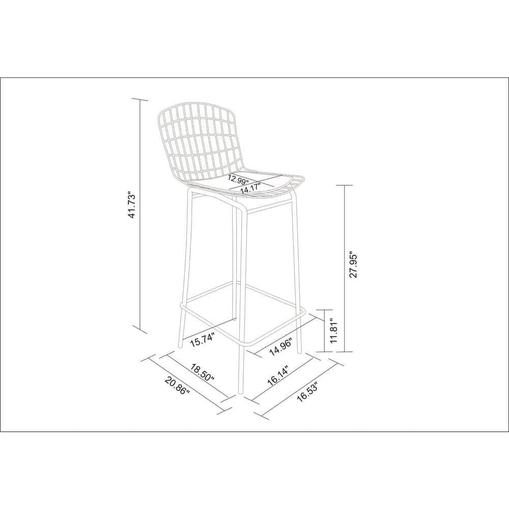 Madeline 41.73" Barstool with Seat Cushion in Black