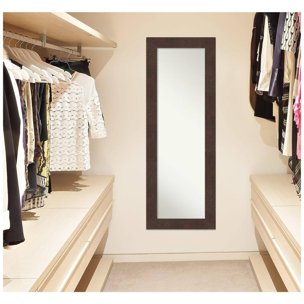 19" x 53" Non-Beveled Wildwood Brown Full Length on The Door Mirror - Amanti Art: Polystyrene Frame, Includes Mounting Hardware