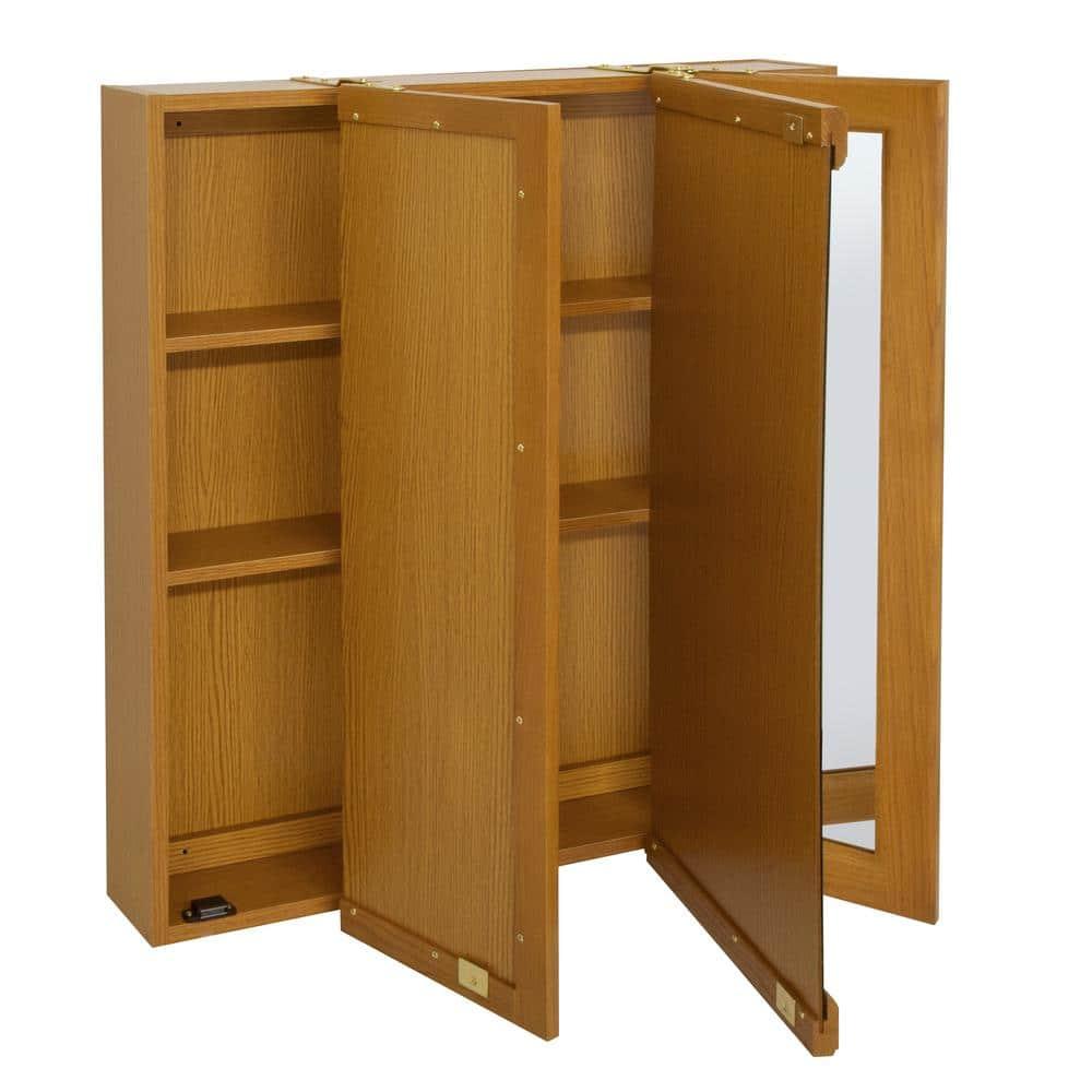 Design House, 545301-HOK 30-inch Claremont Bathroom Medicine Cabinet, Wall Mounted, Mirror, Oak