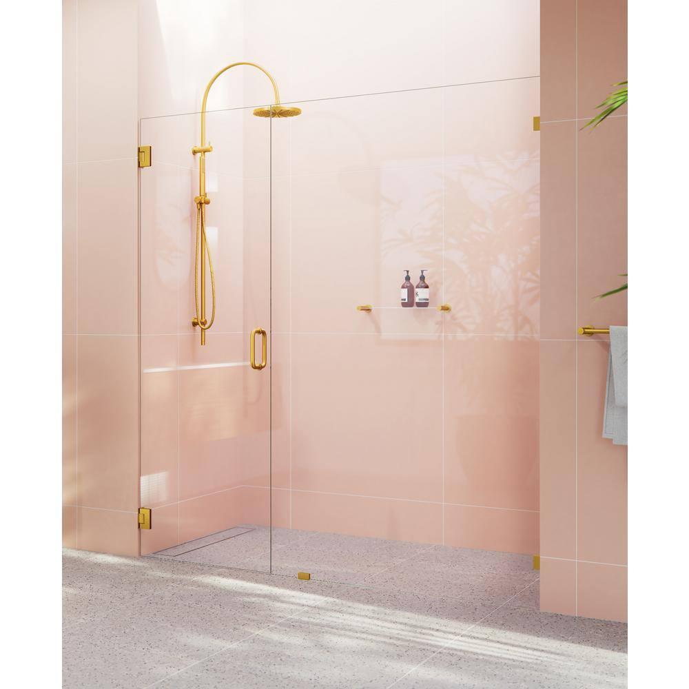 Illume 75.5 in. x 78 in. Fully Frameless Wall Hinge Shower Door