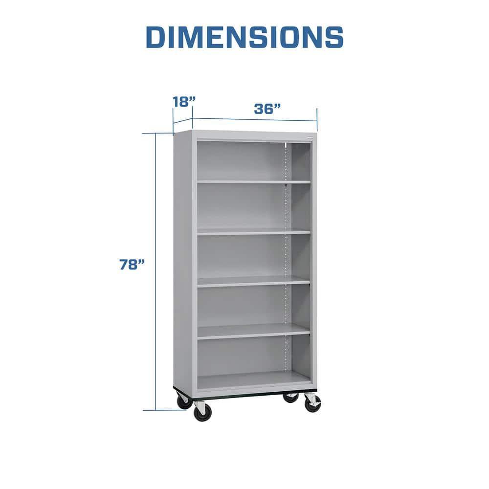 Sandusky Lee 36" W x 18" D x 78" H Steel Mobile Bookcase with 4 Adjustable Shelves by Sandusky