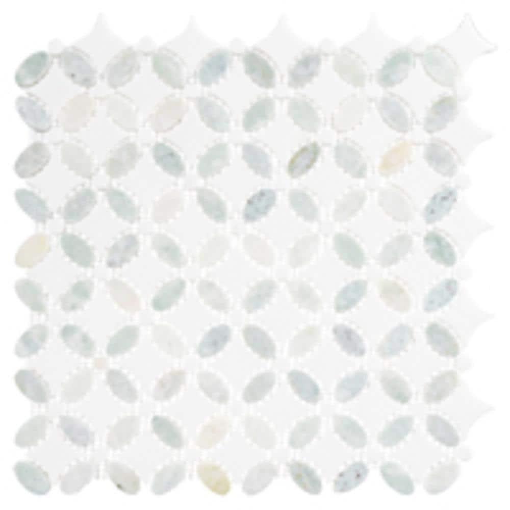 SAMPLE-Martha Zummer White Novelty Marble Look Glossy Natural Stone Mosaic Wall & Floor Tile