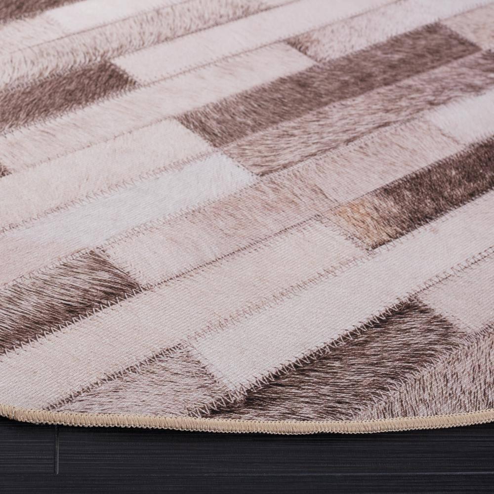 Faux Hide FAH500 Power Loomed Machine Washable Area Rug - Beige/Brown - 6' Round - Safavieh.