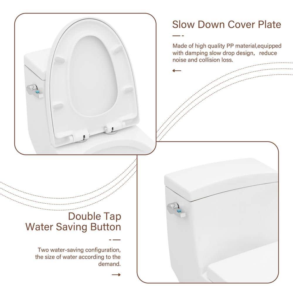 1.28 GPF Elongated Comfort Height One-Piece Toilet with Seat Included