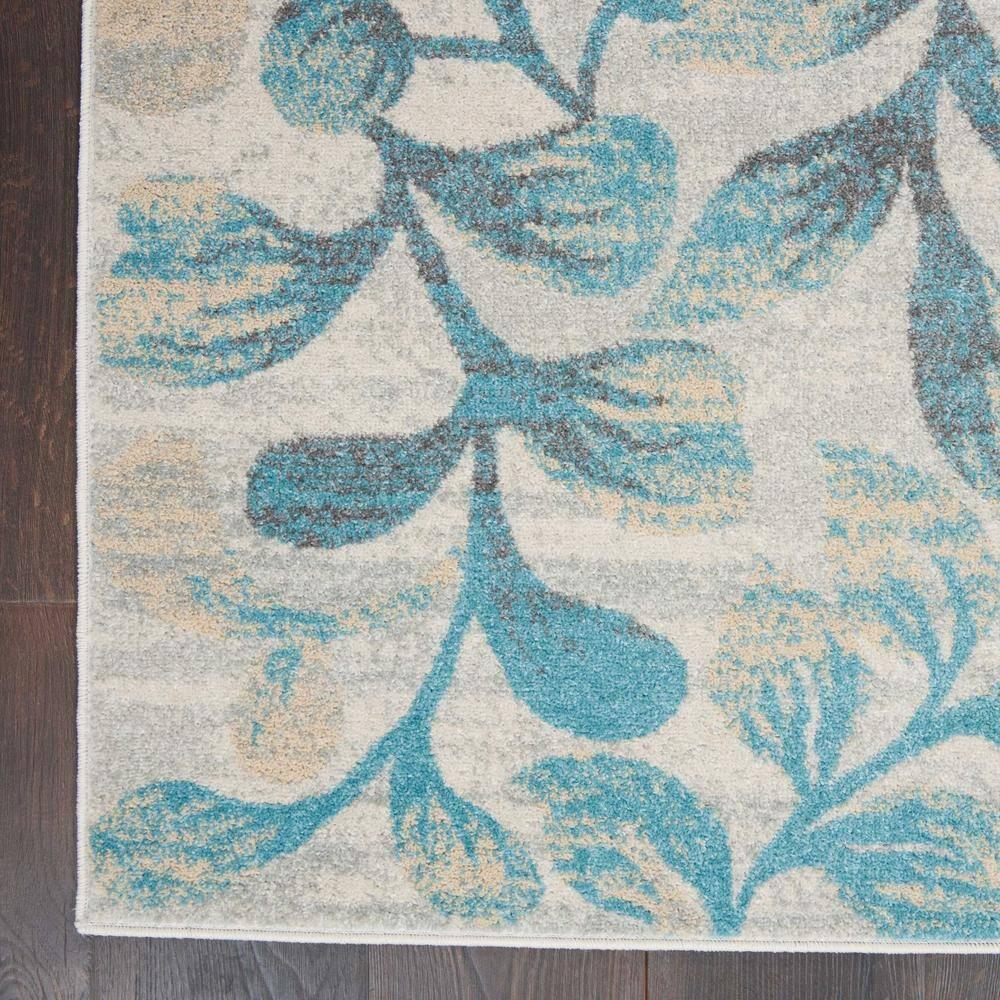 Nourison Tranquil 5'3" X 7'3" (5' x 7') Ivory/Turquoise Area Rug Contemporary Botanical Vine and Bloom by Nourison