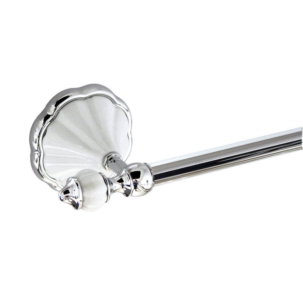FLORA 4 Piece Bathroom Accessories Set in White Porcelain and Polished Chrome
