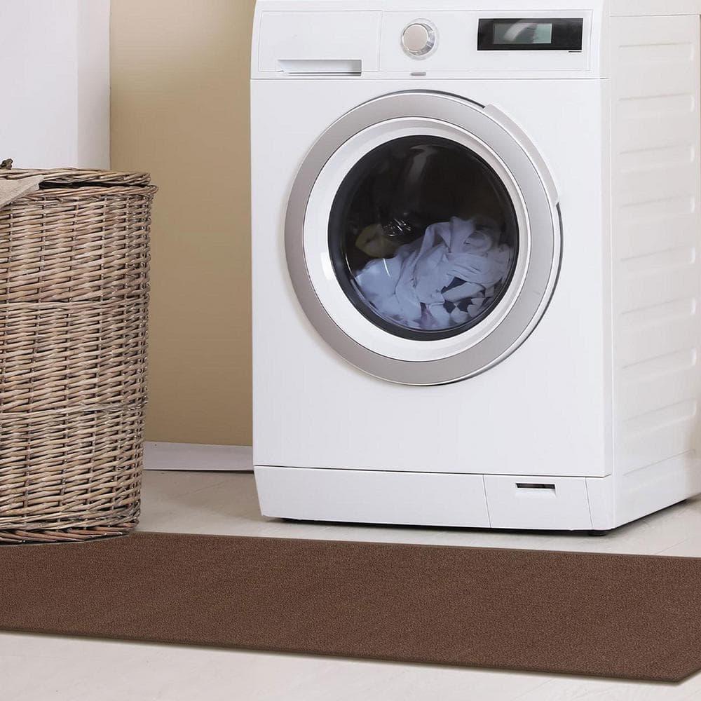 Ottomanson Non-Slip Hallway Runner Rug 2x6 Rubberback Solid Indoor Rug, 2'2" x 6', Brown