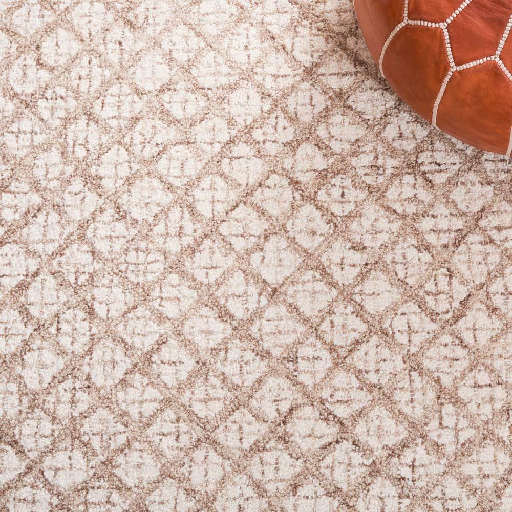 SAFAVIEH Abstract Ryder Geometric Area Rug, Ivory/Brown, 6' x 6' Square