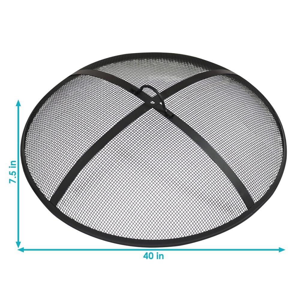 SunnyDaze Decor Heavy-Duty Round Steel Mesh Fire Pit Spark Screen with Handle