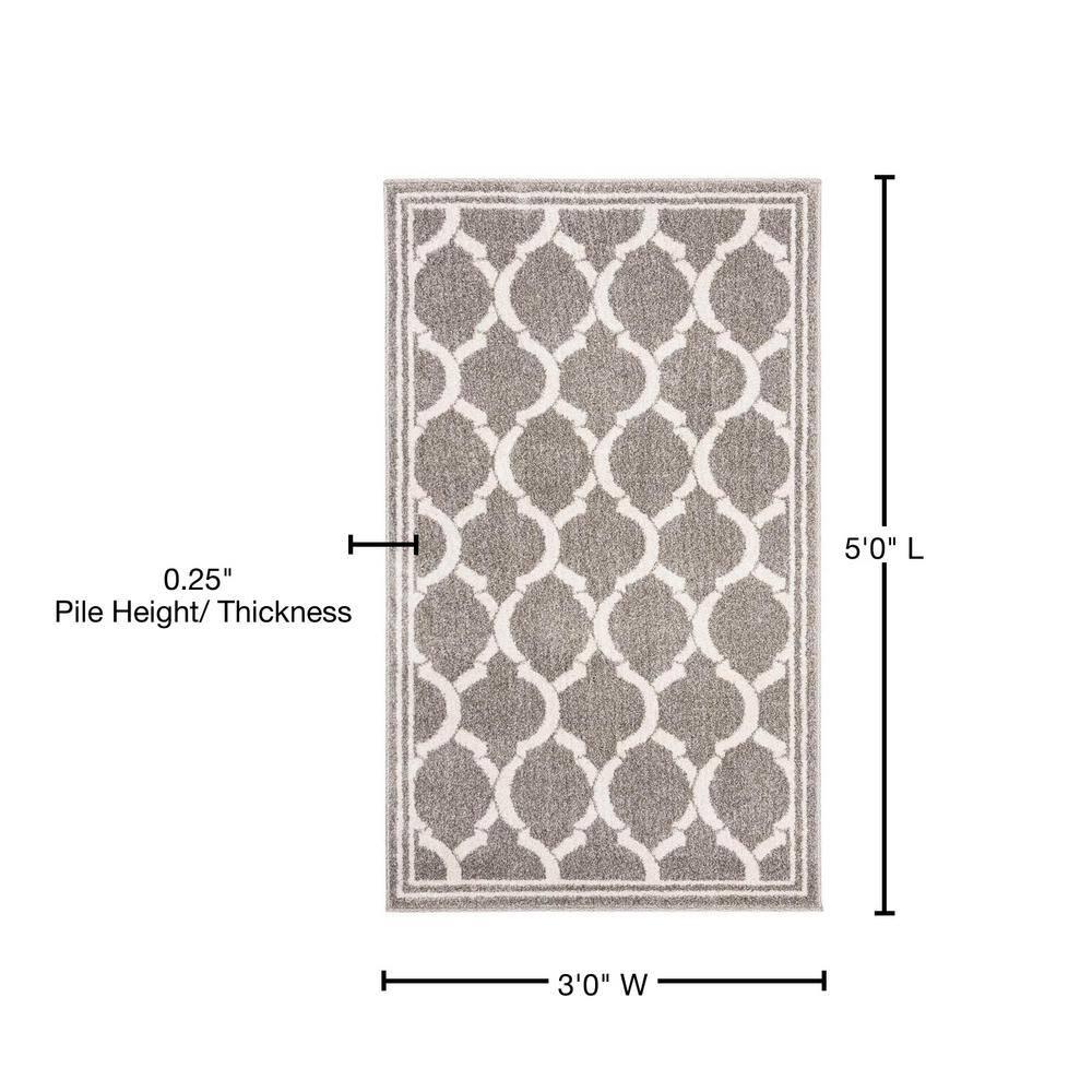 Amherst AMT415 Power Loomed Indoor Accent Rug - Dark Grey/Beige - 3'x5' - Safavieh
