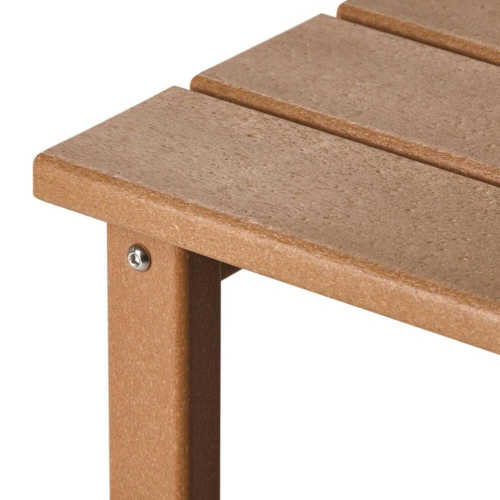 Polytrends  Laguna Hdpe All Weather Outdoor Patio Square Side Table Teak