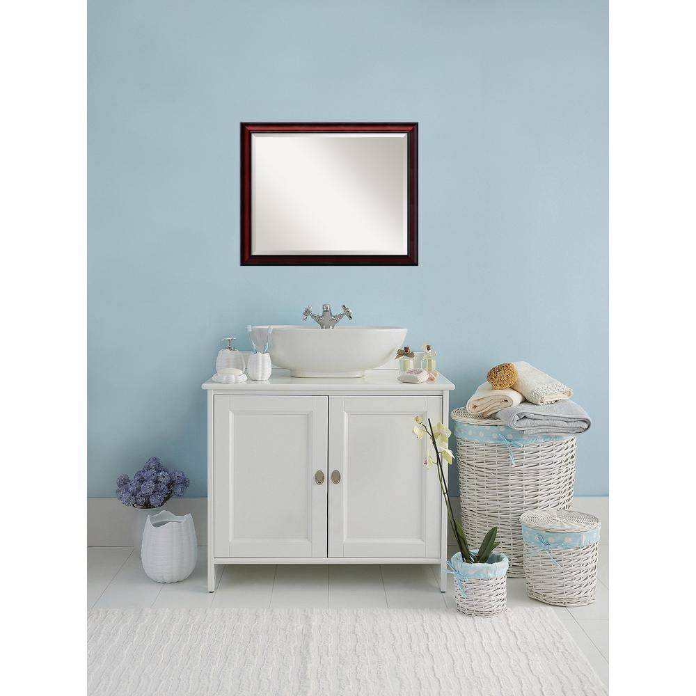 Amanti Art Rubino Cherry Scoop Beveled Wood Wall Mirror 25 x 31 in.