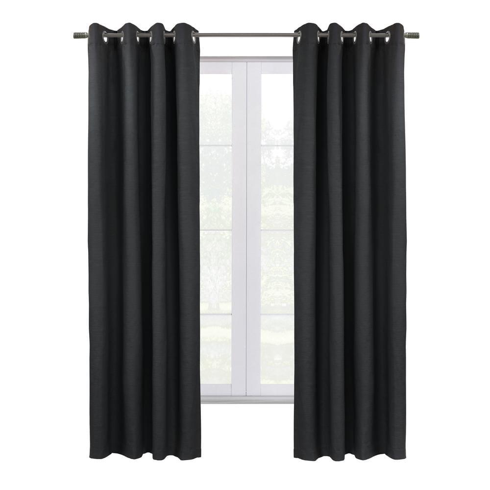 Commonwealth Shadow Grommet Dressing Window Curtain Panel - 52x95", Black