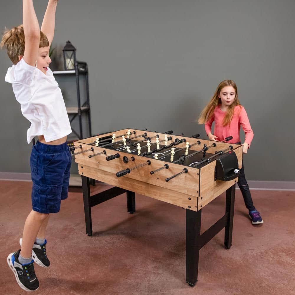 Sunnydaze Indoor Multi-Game Table with Billiards, Push Hockey, Foosball, Ping Pong, Bowling, and More - Light Wood Look
