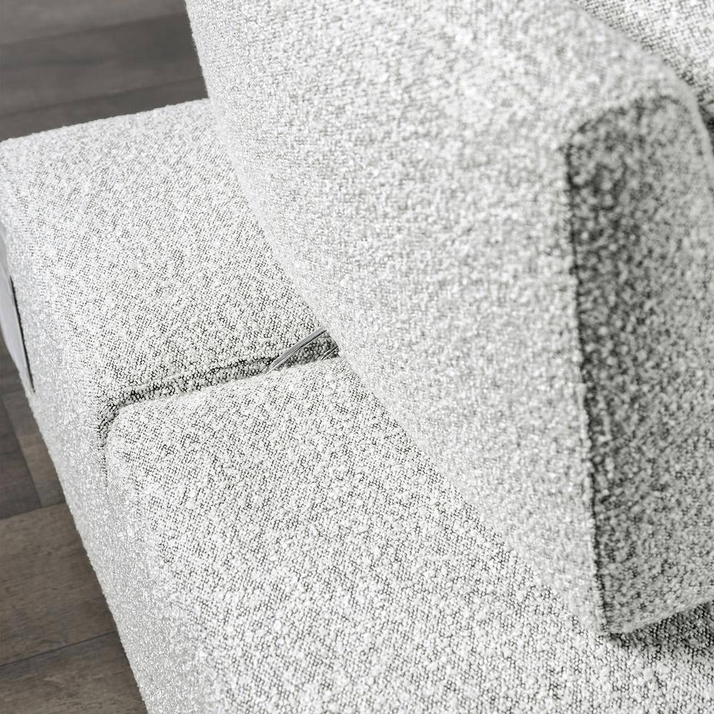 HOMES: Inside + Out Povoa Modern Modular Armless Chair Boucle with Extendable Backrest Light Gray