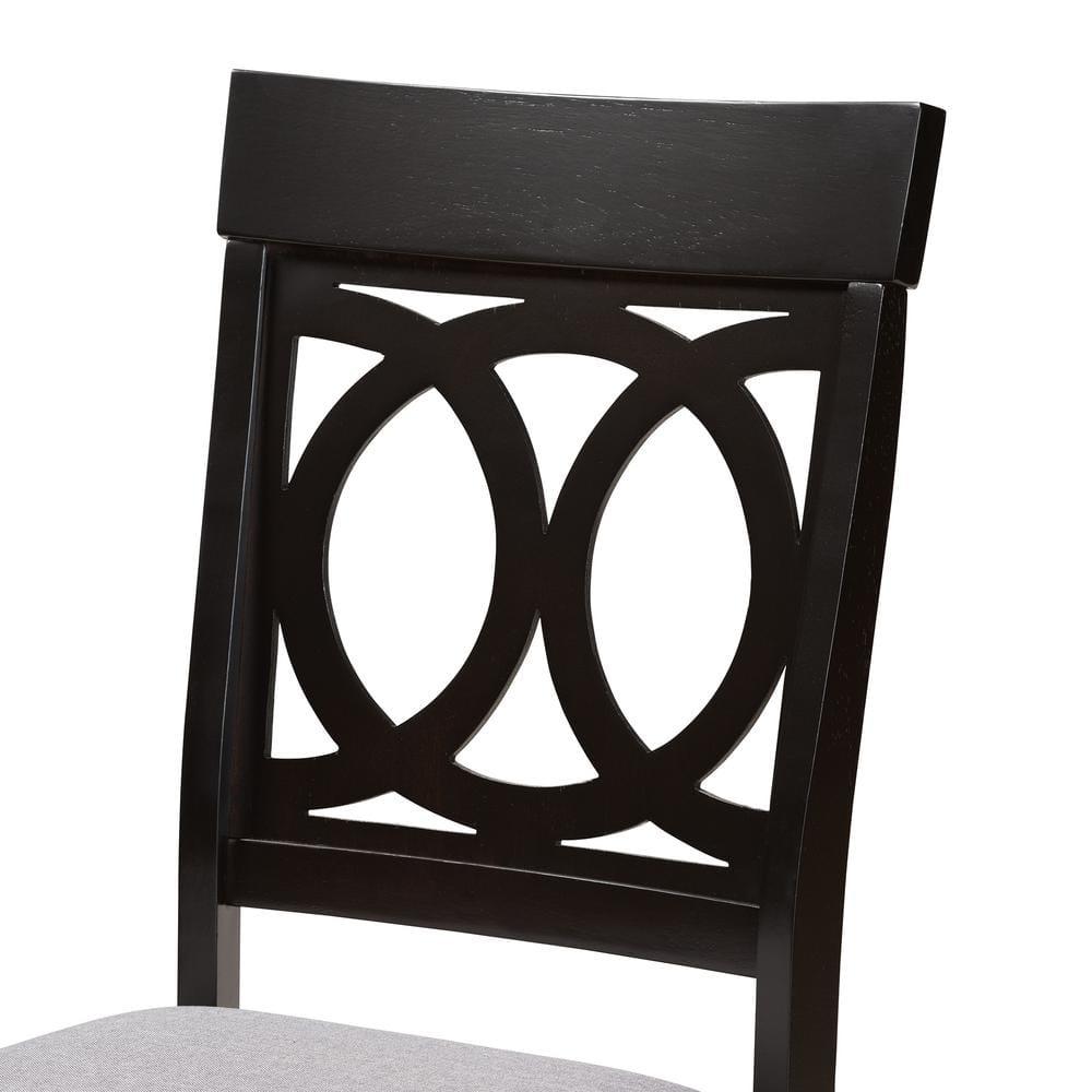 Baxton Studio Grey Upholstered and Brown Finished Wood 2-Piece Dining Chair Set