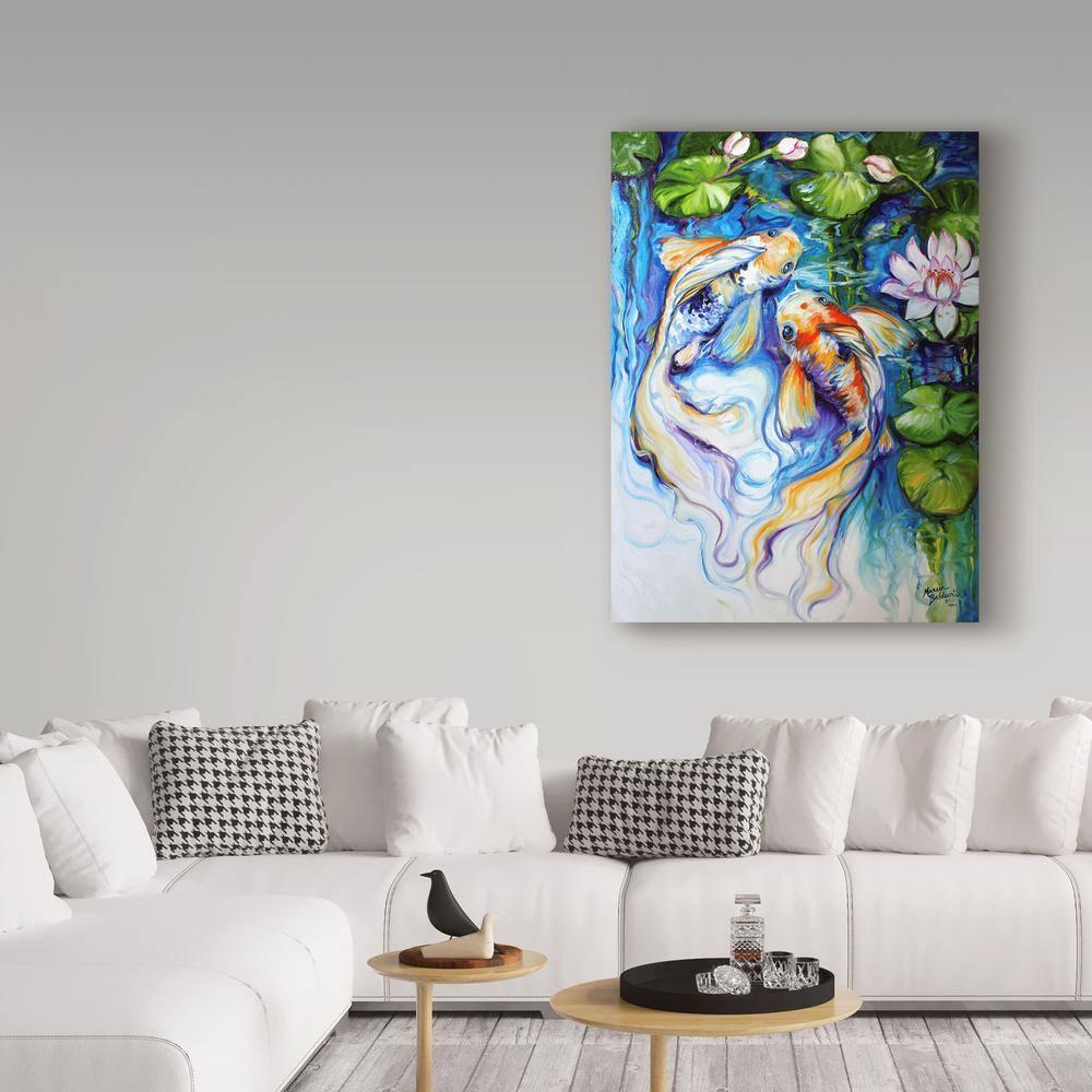 Trademark Fine Art Marcia Baldwin " Koi Koi And Lily " by Marcia Baldwin