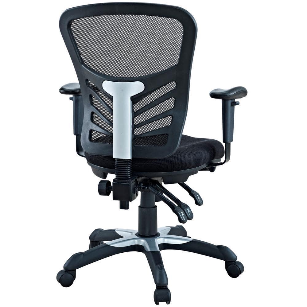 Articulate Mesh Office Chair Midnight Black - Modway: Ergonomic, Adjustable Arms, Swivel Desk Chair