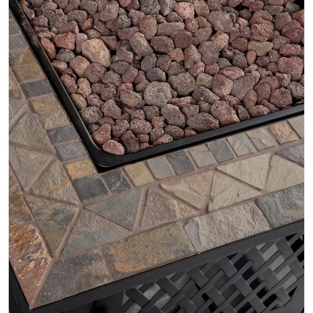 Endless Summer Endless Summer, 30" Square LP Gas Outdoor Fire Pit with Mosaic Slate Tile Mantel