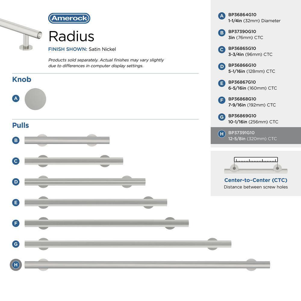 Amerock Radius 12-5/8 inch (320mm) Center-to-Center Satin Nickel Cabinet Pull