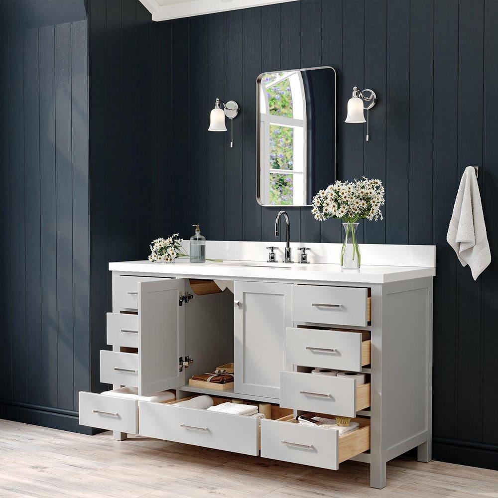 Cambridge 60'' Single Bathroom Vanity with Carrara Marble Top