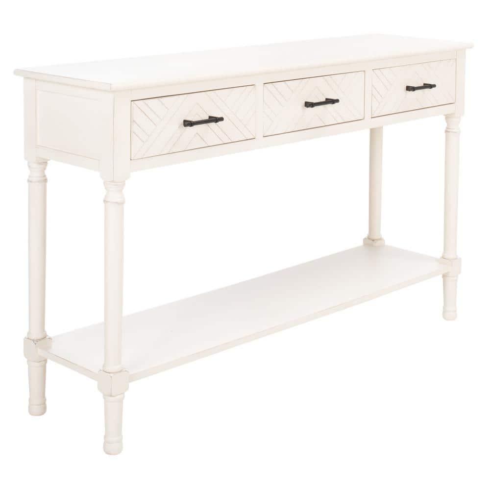 Peyton 3 Drawer Console Table - Distressed White - Safavieh