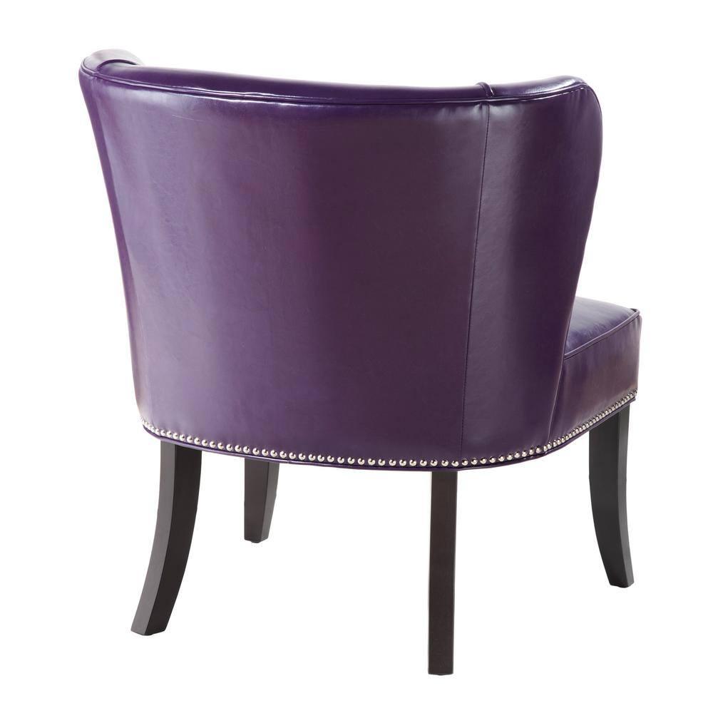 Universal Lighting and Decor Hilton Wingback Faux Leather Accent Chair, Plum