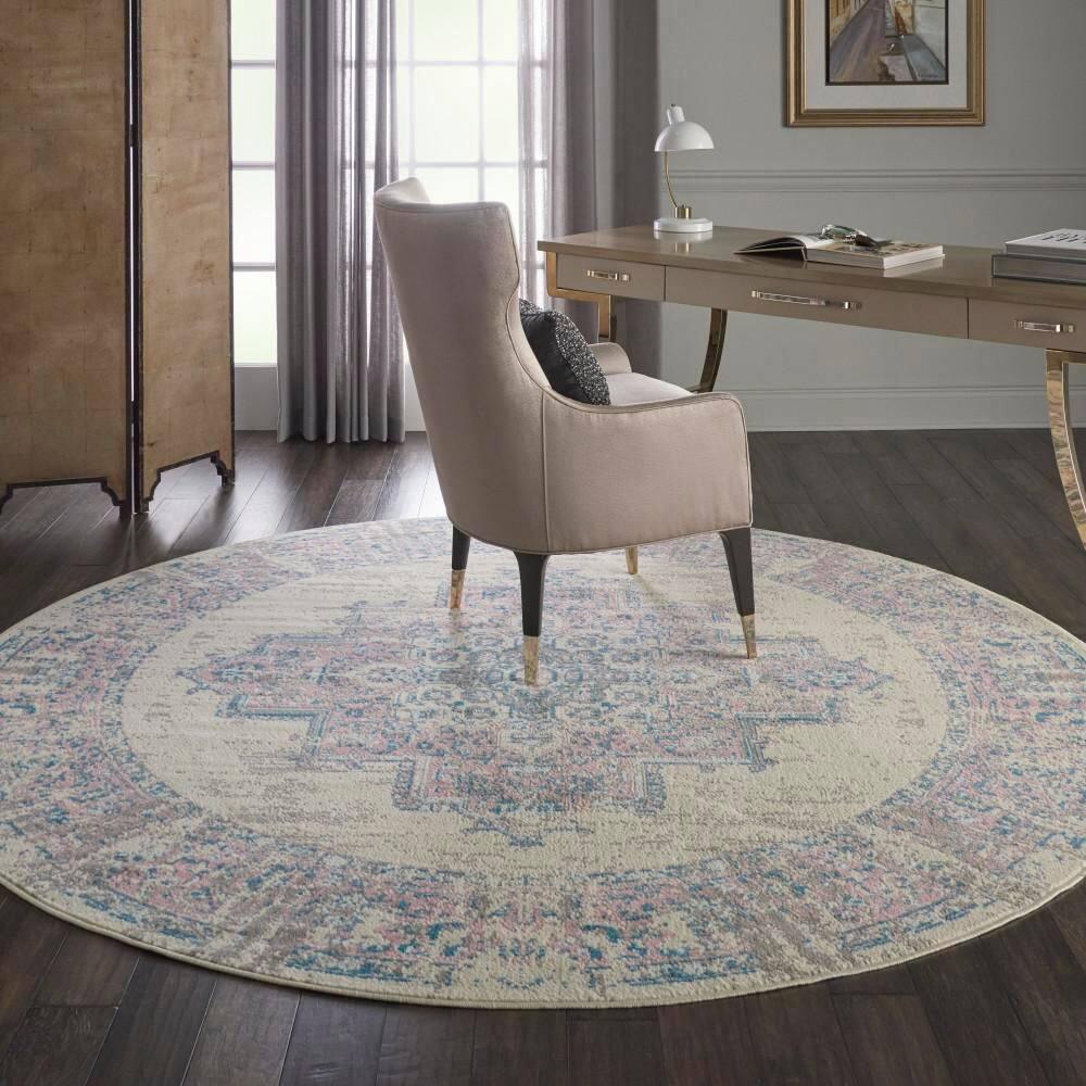 Nourison Grafix GRF14 Ivory/Pink Area Rug 8' x ROUND
