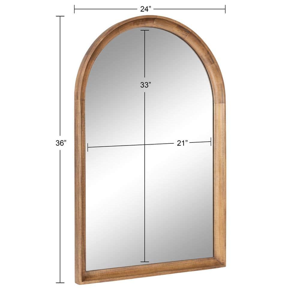 24"x36" Hatherleigh Arch Wood Wall Mirror Rustic Brown - Kate & Laurel All Things Decor