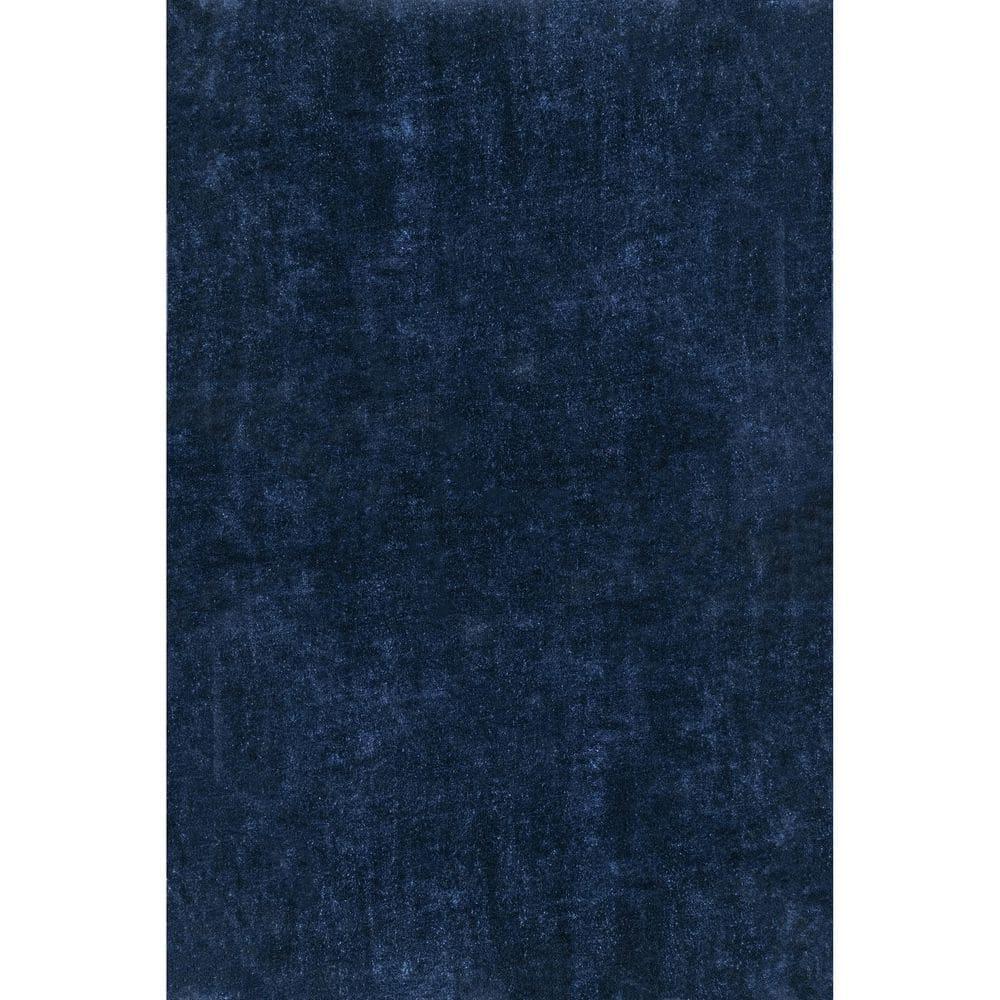 Nuloom Loni Cozy Plush Solid Pet Friendly Premium Machine Washable Shag Area Rug, 4' x 6', Navy