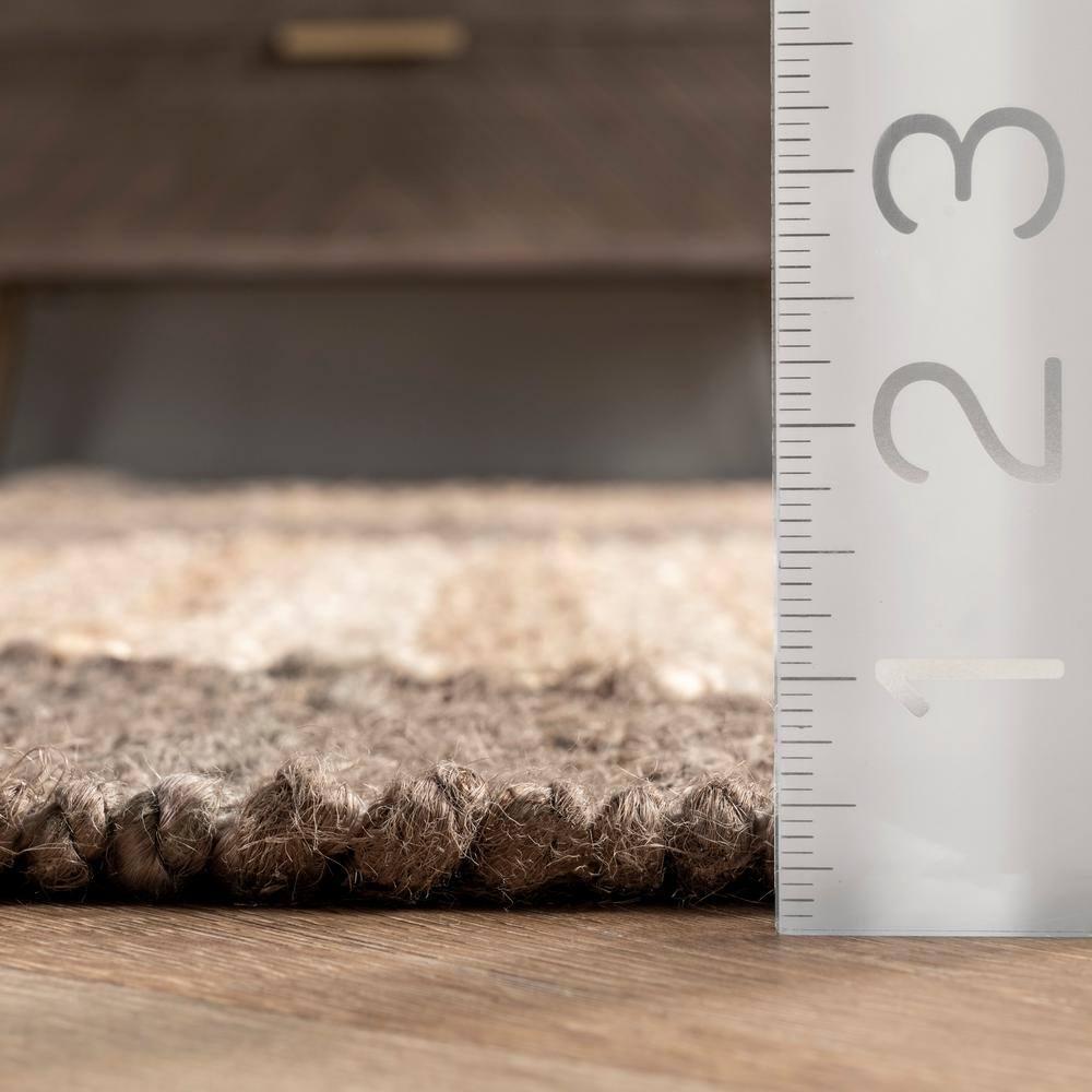 Handcrafted Gray Cotton-Jute Blend Rectangular Rug, 64in