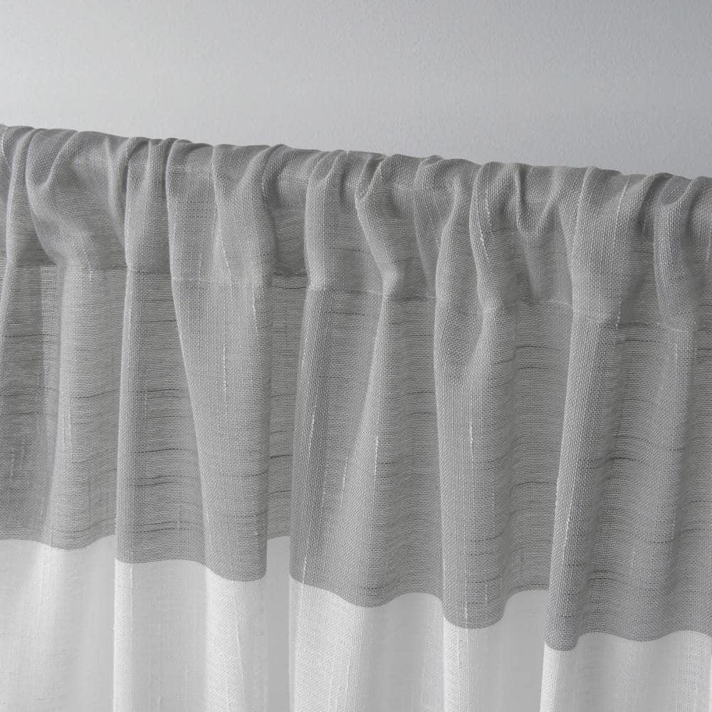 Exclusive Home Darma Sheer Linen Rod Pocket Curtain Panel Pair, 50"x108", Black Pearl
