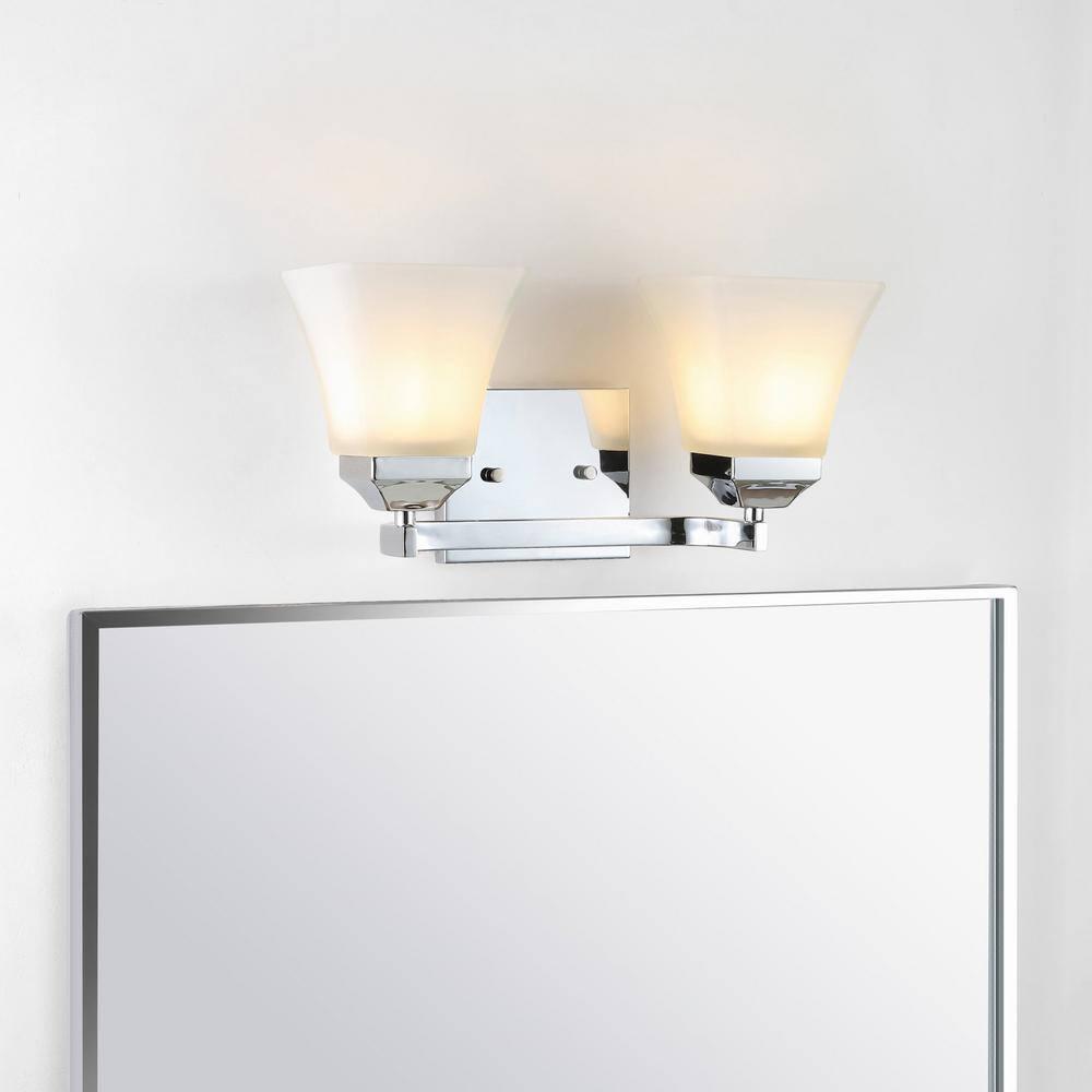 Staunton Chrome 2-Light LED Vanity Light with Glass Shades
