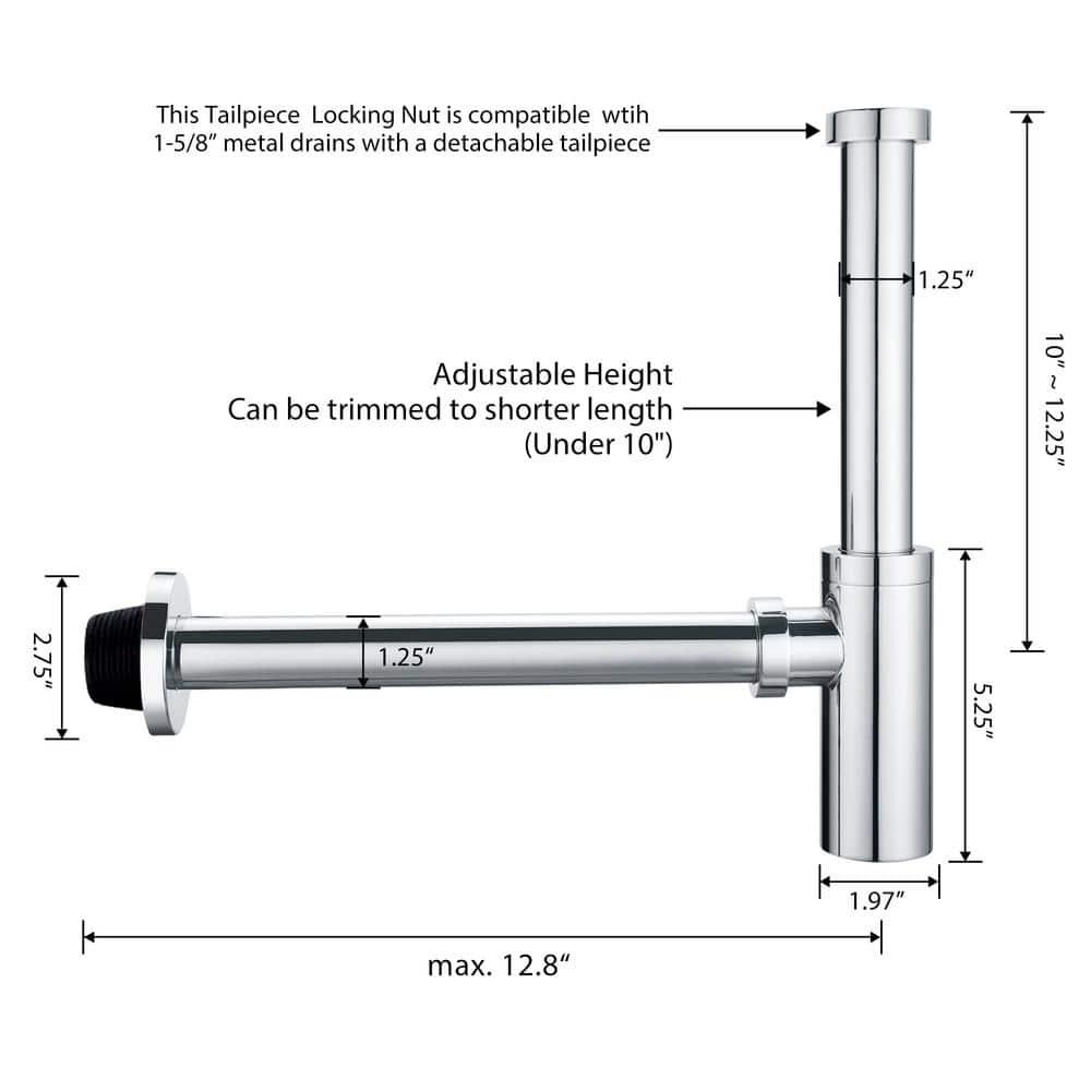 Designer 1-1/4 In. Brass Round Bottle Trap