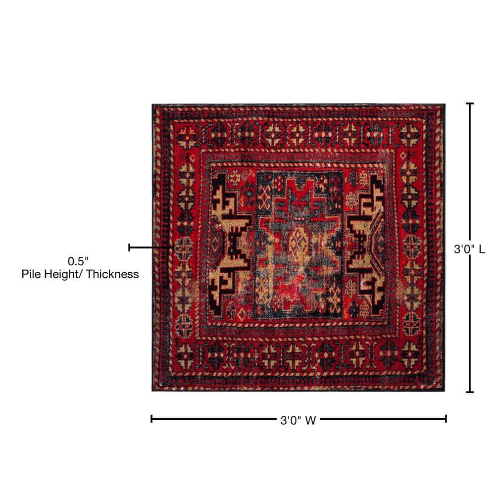 Vintage Hamadan VTH213 Power Loomed Accent Rug - Red/Multi - 3'x3' - Safavieh.