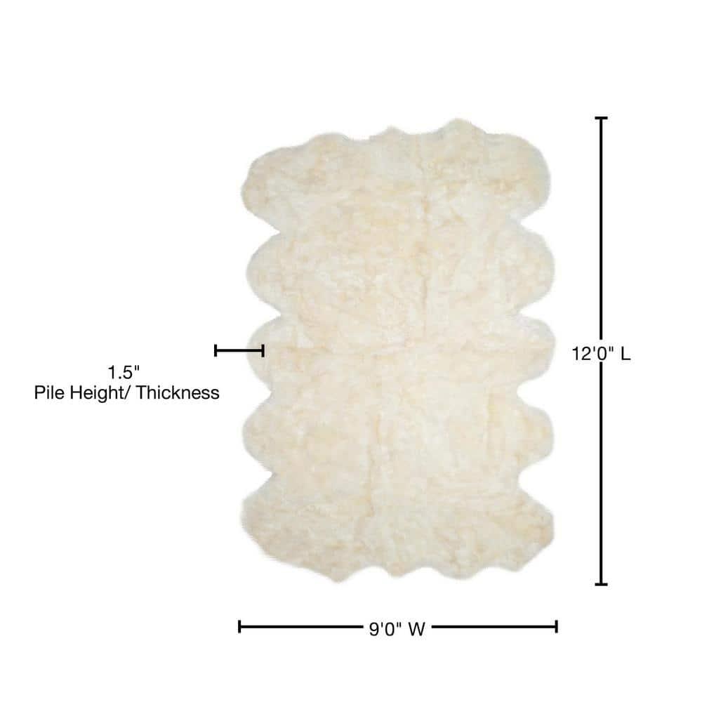 Sheep Skin SHS211 Hand Woven Area Rug - Natural/White - 8'9"x11'9" - Safavieh.